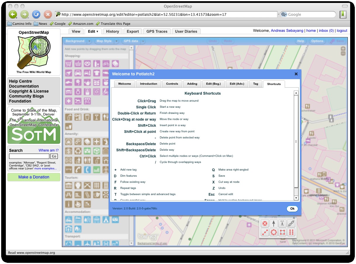 In der Hilfe gibt es eine Übersicht über die Shortcuts.